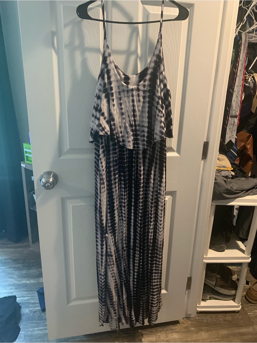 Black & White Tie-Dye Maxi Dress